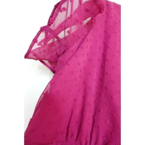 Lulus Next to You Plum Swiss Dot Ruffled Midi Dress - Picture 7 of 8